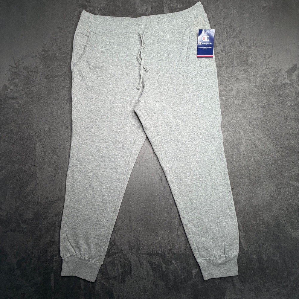 Champion Sweatpants Men XL Gray Embroidered Logo Drawstring Joggers NEW